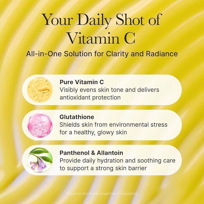 Arencia Vitamin C Booster Shot Serum with Glutathione, Niacinamide and Vitamin E for Dark Spot Care, Fine Lines & Wrinkles, Glass Skin, Korean Skincare 10ml/0.33 fl.oz