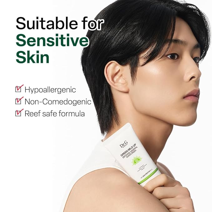 Dr. G Green Mild Up Defense Mineral Sunscreen - SPF 50 Broad Spectrum Korean Sunscreen - Lightweight & Reef-Safe Mineral Formula - For Sensitive Skin - Non-Greasy - With Centella Asiatica - 1.69 fl oz