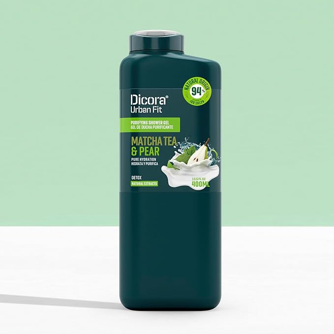 Dicora Urban Fit Pure Hydration Shower Gel - Womens and Mens Body Wash - Purifying and Refreshing Body Wash - Matcha Tea and Pear - 13.5 oz