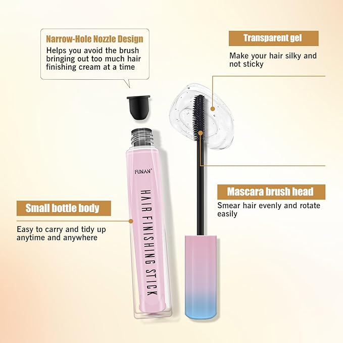 FUNAN Hair Finishing Stick Hair Wax Stick with Brush Works Better When Paired Together