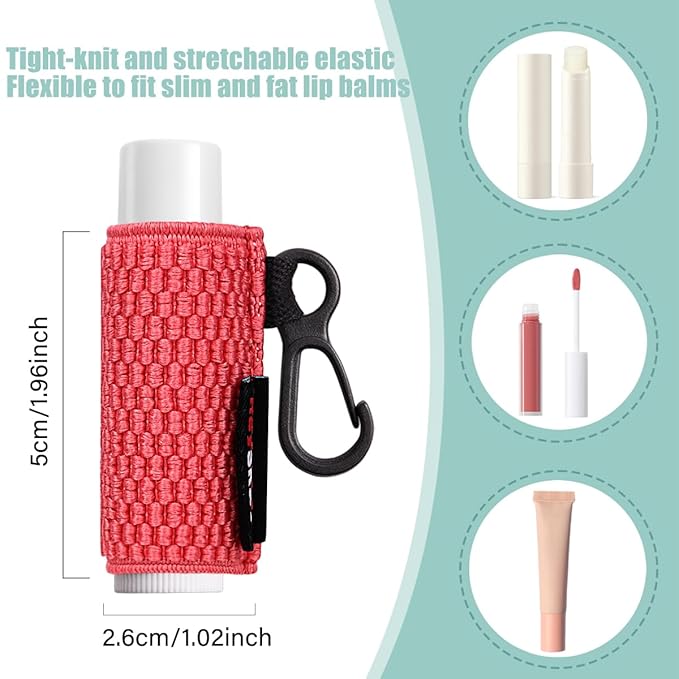 HEYSKAY 5PCS Lip Balm Holder Lipstick Sleeves Keychain Lip Gloss Holder Keychain Chapstick Elastic Sleeves(Black x5)