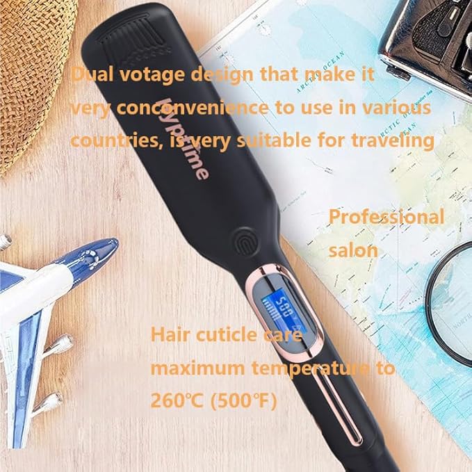 0.4 Inch Titanium Pencil Flat Iron, Small Curling Iron for Short Hair & Pixie Cut, LCD Temp Control 150-500°F, Dual Voltage Fast Heating Styling Tool for Men & Women