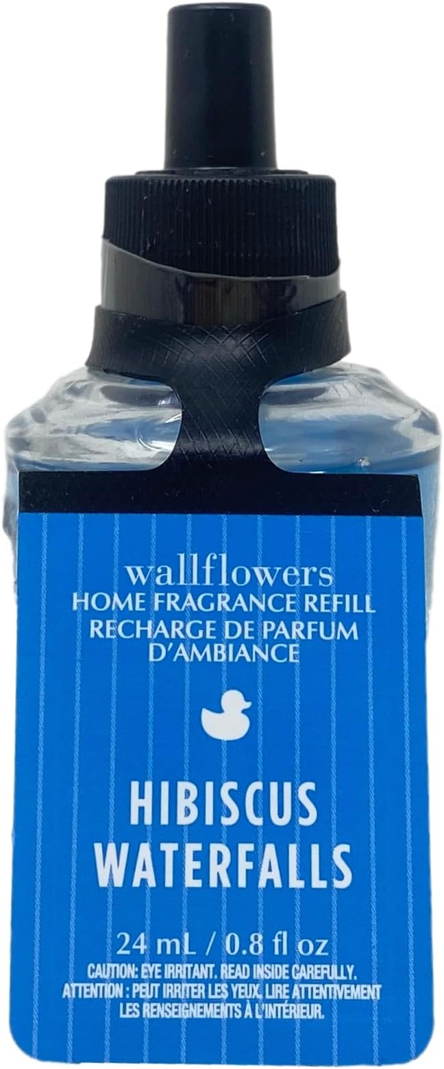 Bath & Body Works Hibiscus Waterfalls 4 WallFlower Fragrance Refill Bulbs with a Himalayan Salts Springs Sample Soap