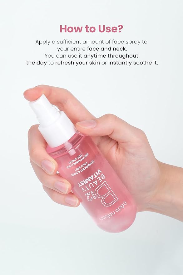 Bade Natural Vitamin Mist with B12 & Rose Water – Refreshing Face Spray for Radiant, Hydrating and Revitalizing Facial Mist for Daily Use, 100 ml