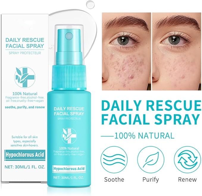 Daily Rescue Facial Spray, Hypochlorous Acid Spray, Reduce Redness and Breakouts, 100% Natural Fragrance Free, Alcohol Free, Oil Free, Cruelty Free Vegan (1)