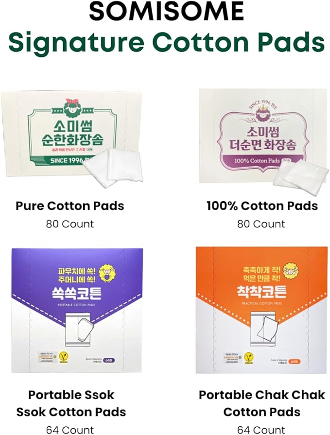 Pure Cotton Pads -100% Natural Cotton Pads for Makeup Removal and Skincare, Lint-Free, Vegan & Cruelty-Free, Premium Korean Facial Cotton, 80 Count