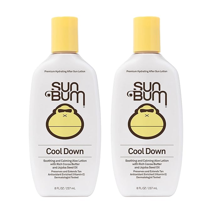 Sun Bum Cool Down Aloe Vera Lotion Vegan After Sun Gel With Cocoa Butter To Soothe and Hydrate Sunburned Skin, 8 oz (Pack of 2)