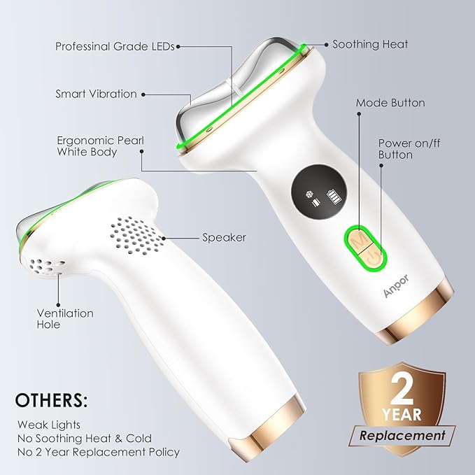 7-in-1 Face & Neck Beauty Massager with Heat & Cold, Gua Sha Facial Massager Tool, Microcurrent, 7 Light Therapies, Smart Vibration for Puffiness, Firming & Glowing Skincare (Pearl White)