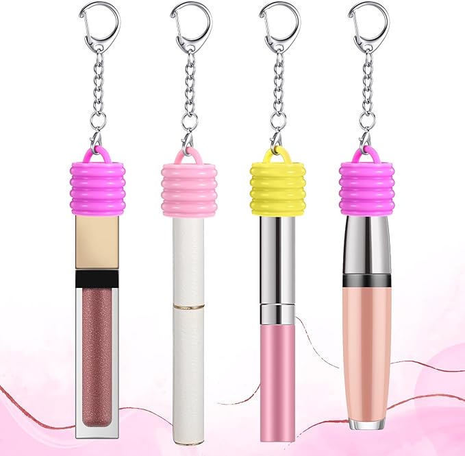 3pcs Keychain Caps for Lip Gloss, Lip Gloss Caps, Lips Balm Keychain Cap, Silicone Lipgloss Keychains With Lobster Clasp, Lips Gloss Key Chain Holder for Lipstick