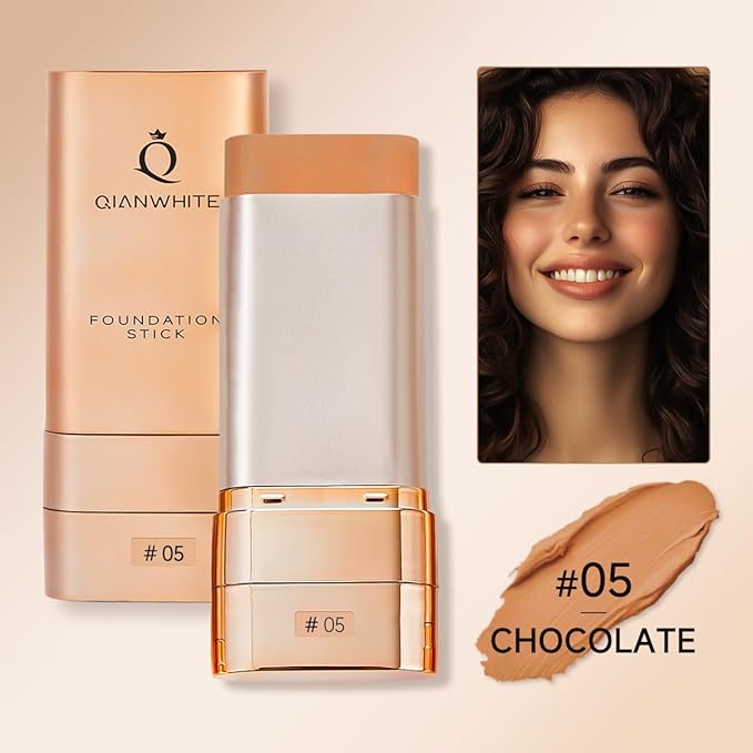 Foundation Stick Waterproof Natural Nude Makeup, Full Coverage Korean Makeup Skin Tint With Brush for All Skin(CHOCOLATE,0.7 Oz / 20g)