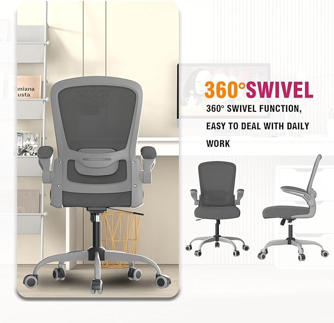 Mimoglad Office Chair, Ergonomic Desk Chair with Adjustable Lumbar Support, High Back Mesh Computer Chair with Flip-up Armrests-BIFMA Passed Task Chairs, Executive Chair for Home Office