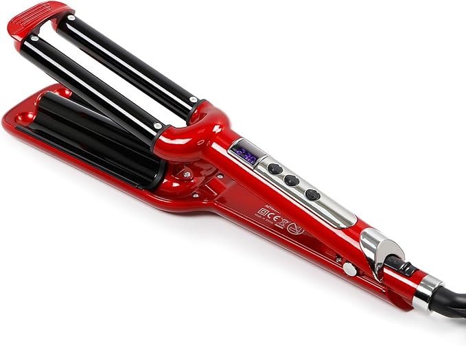Ceramic Hair Crimper Iron Hair Waver 3 Barrel 0.6 inch / 16mm Perm Instant Curls Crimping Curling Iron Valentines Day Gifts for Women Professional Crimping Iron