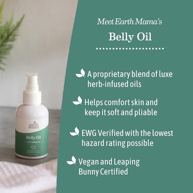 Earth Mama Belly Butter & Belly Oil Bundle for Dry, Stretching Skin | Moisturize + Encourage Skin's Natural Elasticity During Pregnancy & Beyond | 8-Fluid Ounce & 4-Fluid Ounce