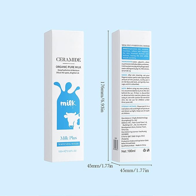 Milk Toner for Face with Ceramide, Milky Korean Face Deep Hydrating Toner with Organic Pure Milk Extract for Spot Glow Glass Skin Moisturizing Soothing Sensitive Skin 3.38 Floz