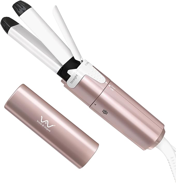 VAV Mini 2 in 1 Hair Iron Hair Straightener & Curler with Rotation Switch, 1 Inch Curling Iron Ceramic Flat Iron 400°F, Portable for Short Hair/Bobs/Bangs/Men, Travel Size Curling Wand Dual Voltage