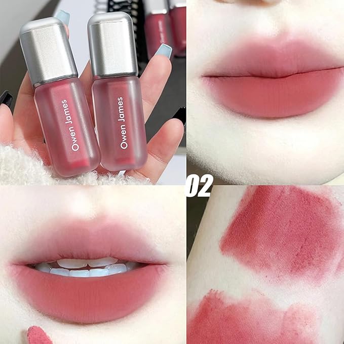 4 Colors Matte Liquid Lipstick Set,Velvet Smooth Korean Lip Gloss,Waterproof Non-Stick Cup Long Lasting Lip Clay,Matte Nude Lip Stain Makeup Gift Kit for Women