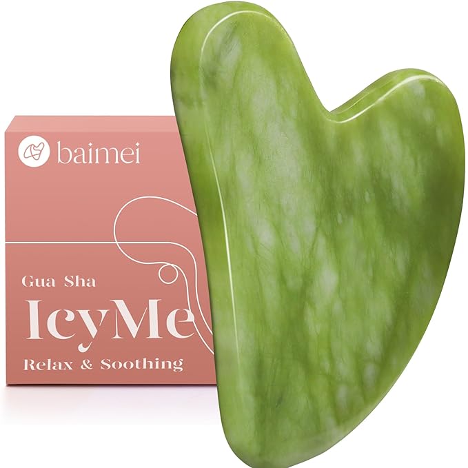 BAIMEI IcyMe Gua Sha Facial Tools Face Massager for Skin Care, Relaxation and Reduce Wrinkles Puffiness Skin Care Tools, Self Care Gift for Men Women - Green