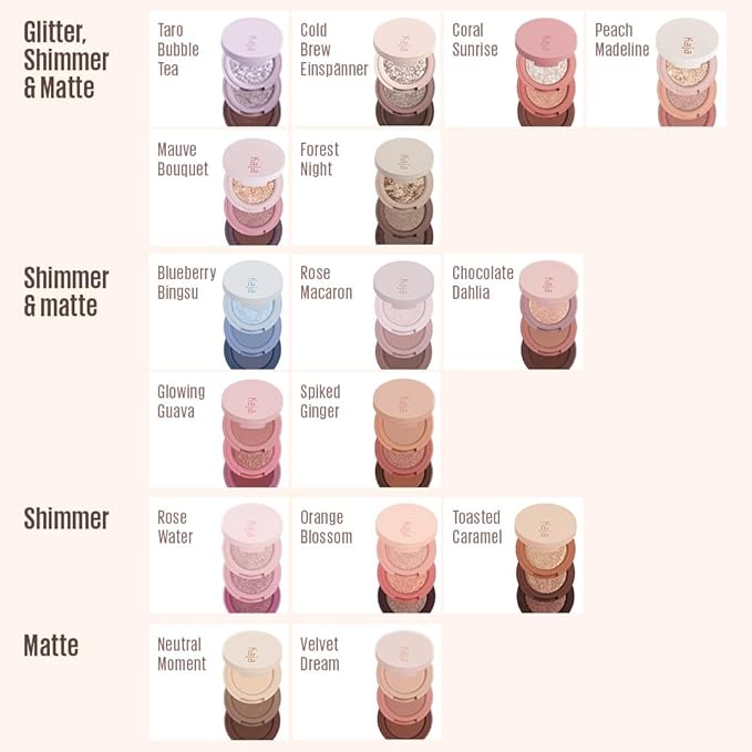 Kaja 3 Colors Eyeshadow - Beauty Bento 07 Glowing Guava | Mosaic Chrome, Shimmer, Matte finish, Cruelty free, K-Beauty Mini Palettes, Easy Finger Blendable, Glitter, High Pigmentation, 0.03 Oz