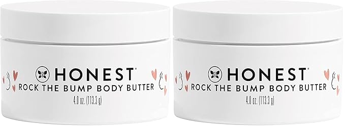 The Honest Company Mama Rock Bump Body Butter Moisturizing Stretch Mark Cream,Shea Avocado Oil,Vitamin E,Hypoallergenic and Dermatologist Tested,4 oz,(Pack of 2)