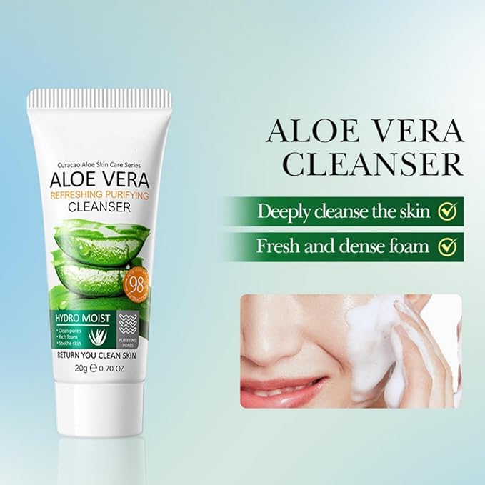 3-Piece Aloe Vera Skin Care Set, Hydrating & Cleaning Skin Travel Set, Oil Control Moisturizing Skin Care Routine Kit Includes Cleanser, Face Gel, Toner Skincare Gift for Teenage Girls Women