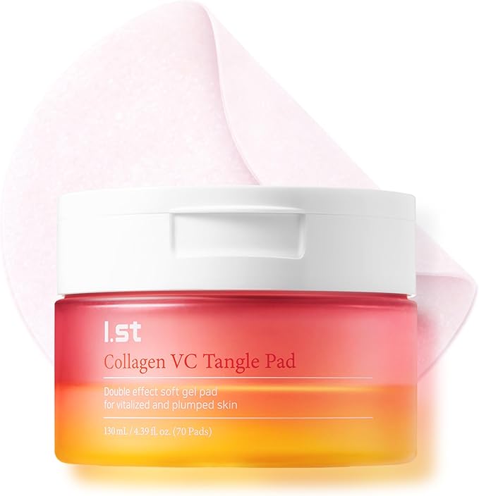 I.st Collagen VC Bounce Pad, Makeup Ready Toner Pads, Vitamin Pore Refining Korean Skin Care Toner for Face, Daily Hydrating Soft Round Gel Mask for Sensitive Skin, Gifts for Women, 70 Count