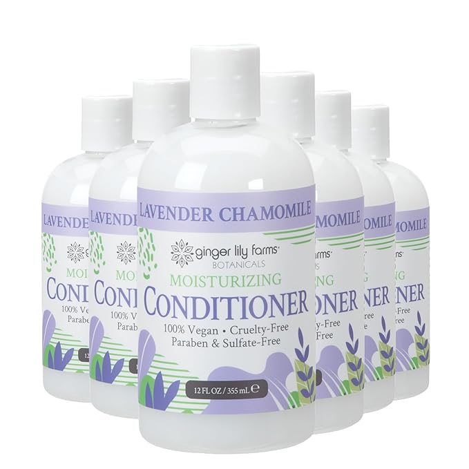 Ginger Lily Farms Botanicals Moisturizing Conditioner for Dry Hair, 100% Vegan & Cruelty-Free, Lavender Chamomile Scent, 12 Fl Oz (Pack of 6)
