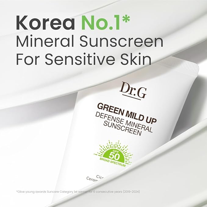 Dr. G Red Blemish Clear Soothing Korean Moisturizer Face Cream, Brightening Peeling Gel and Green Mild Up Defense Mineral Sunscreen 3-step Bundle - Cica, Korean Skin Care Moisturizer