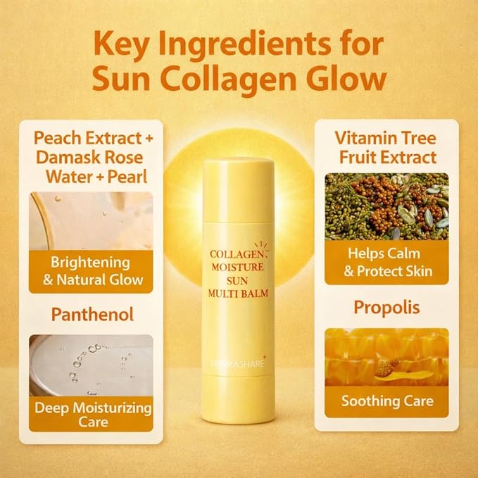 Collagen Sun Grow balm SPF50 Brightening &Hydrating UV Shild for Glowing Skin Anti-Aging Korean Skincare 11g(0.38oz)