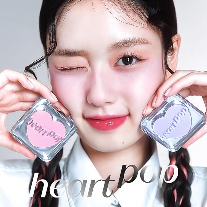 ETUDE Heart Pop Blush, Cool Lavender Cheek Color, Natural Highlight & Glossy Finish, Lightweight Formula, Compact 0.2 oz – Lavender Snow