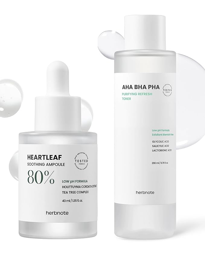 Heartleaf Soothing Moisture Ampoule & AHA BHA PHA Purifying Refresh Toner Bundle