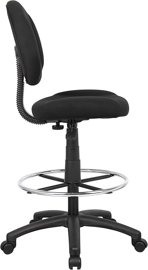 Boss Office Products B1615-BK Ergonomic Works Drafting Chair Without Arms in Black, Mid-Back