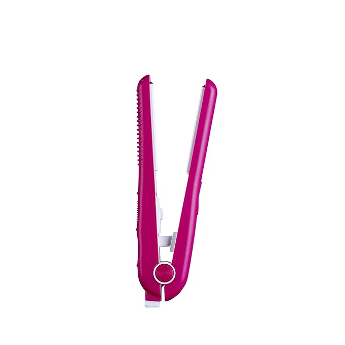 Professional Ceramic Mini Flat Iron 1/2", Anti-Frizz, Fast Heating, Versatile Styling for Curly & Straight Hair, Ideal for Traveling with Travel Pouch (Pink)