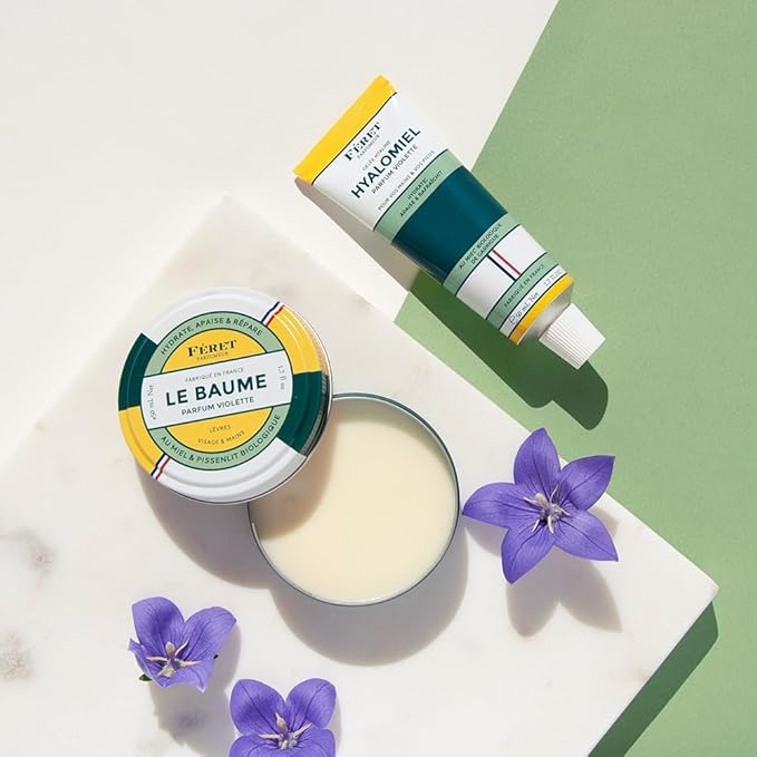 Feret Parfumeur Le Baume Multi-Purpose Balm – Violette – Deeply Hydrating Moisturizer for Dry Cracked Skin, Lips & Cuticles - Natural Lip Balm with Shea Butter & Honey -Made in France - 50ml/1.7 Ounce