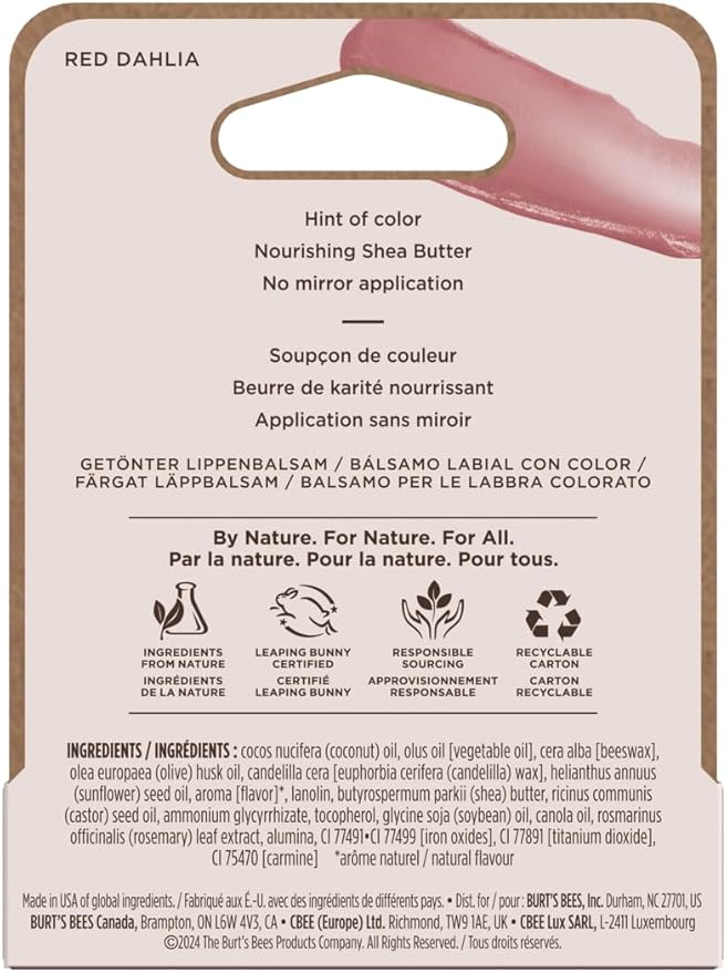 Burt's Bees Tinted Lip Balm Red Dahlia Blister 0.15oz