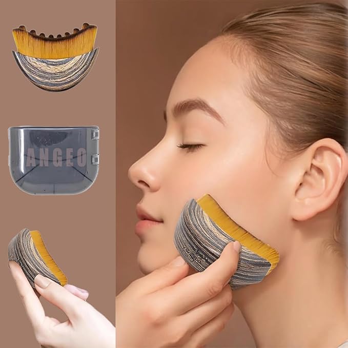 ANGEO Lymphatic Contour Face Brush (2 piece) Soft Bristle Lymphatic Drainage Massager, Facial Sculpting Tool for Chin & Jawline, Gentle Lymphatic Face Brush for Daily Skincare & Spa Treatments