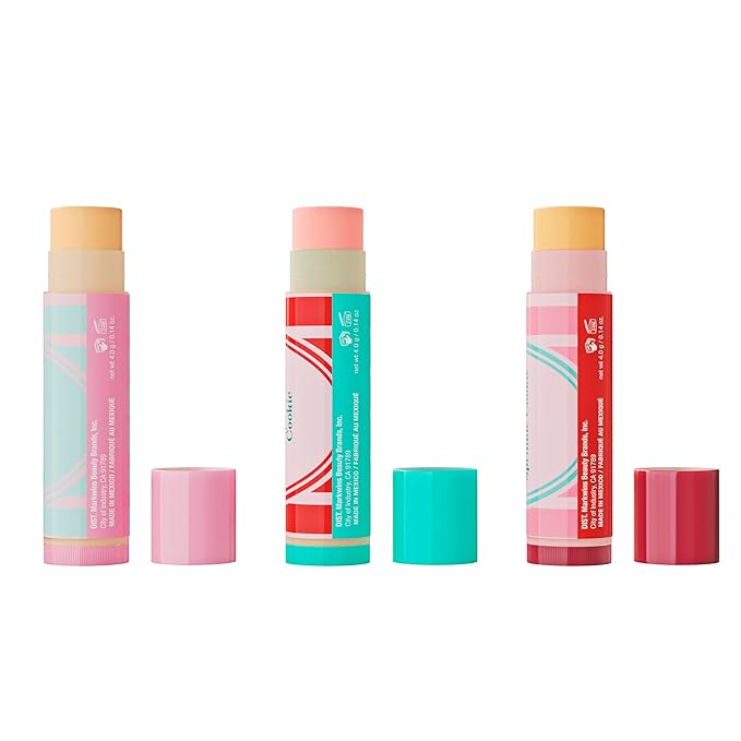 Lip Smacker Holiday Lip Balm Trio Tin – Gingerbread Cookie, Sprinkle Cookie & Oatmeal Cookie, Festive Flavored Lip Balms, Moisturizing Holiday Gift Set