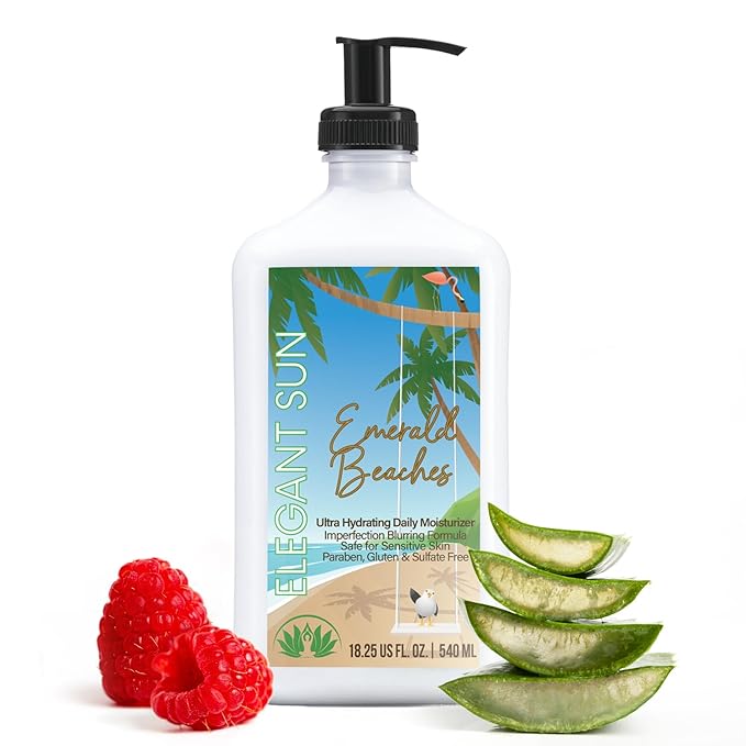 Emerald Beaches Daily Moisturizer Tan Extender, After Sun Lotion Tanning Bed Lotion, Aloe Vera base, Hypoallergenic, Sensitive Skin Lotion for Men or Women, Unisex Fresh Scent