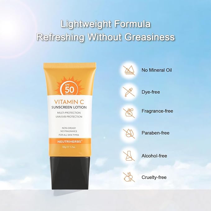 NEUTRIHERBS Sunscreen Tinted SPF 50 Face & Body PA++++ Sunblock Lotion, Broad Spectrum, Vitamin E & C Face Sunscreen