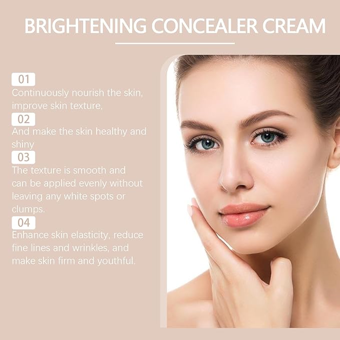 Brightening Concealer Cream, Moisturizing BB Cream for Smooth Flawless Skin, Lightweight Hydrating Foundation for Natural Glow