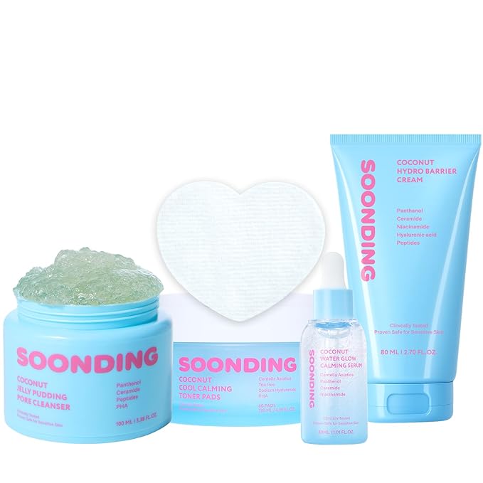 Pore & Texture Care 4-Step Set - Jelly Pudding Pore Cleanser 100ml, Calming Serum, Barrier Cream, Toner Pad
