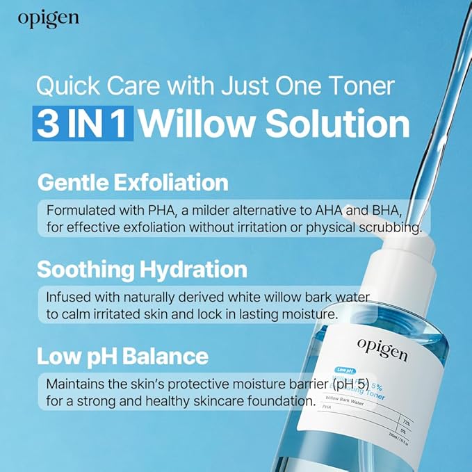 Low pH Willow PHA 5% Exfoliating Toner, Gentle Daily Toner for Brightening, Smoothing, and Clearer-Looking Skin, 7.1 Fl Oz Korean Skin Care