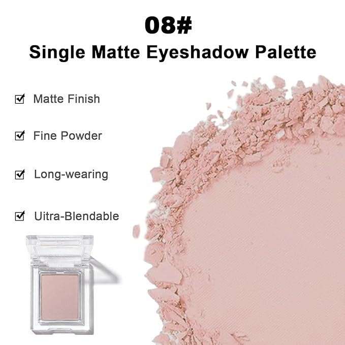 Matte Mauve Pink Single Eye Shadow Palette Makeup, Neutral Powde Eye Shadow for Women, Eye Brightener Eye Shadow Primers, Monochrome Natural High Pigment Mini Eyeshadow, sombras para ojos