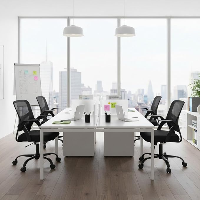 NEWBULIG Office Chair - Ergonomic Desk Chair with Lumbar Support, Mesh Computer Executive Rolling Chairs, Swivel Task Chairs with Wheels, Comfy Flip-up Arms for Bedroom, Study, Student Black