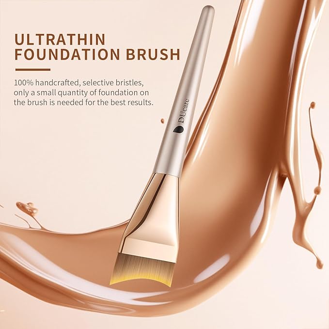 DUcare Flat Foundation Brush,Korean Makeup Brush Liquid Fish Tail Thin Makeup Face Brush for Blending, Cream,Foundation Brushes Makeup Tool for Seamless Application