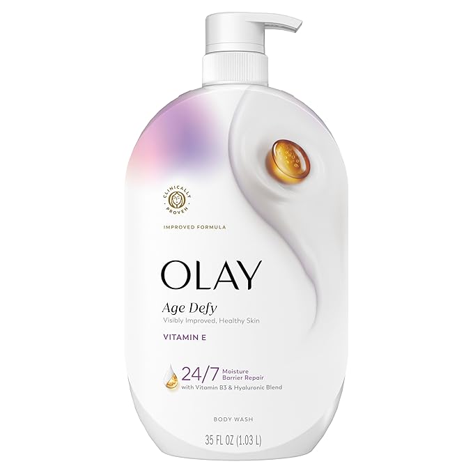 Olay Body Wash for Women, Age Defy with Vitamin E, 24/7 Moisture Barrier Repair, Hydrating & Cleansing Formula for Visibly Healthy Soft Skin, Vitamin B3 & Hyaluronic Blend, All Skin Types, 29 fl oz