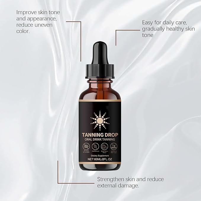 Tanning Drops To Drink, 2Fl Oz Sunless Tanning Drops, Bronzing Tanner for Face and Body, Long-Lasting Tans Without Sun, Enhancing Natural Skin Tone for Adult All Skin Types