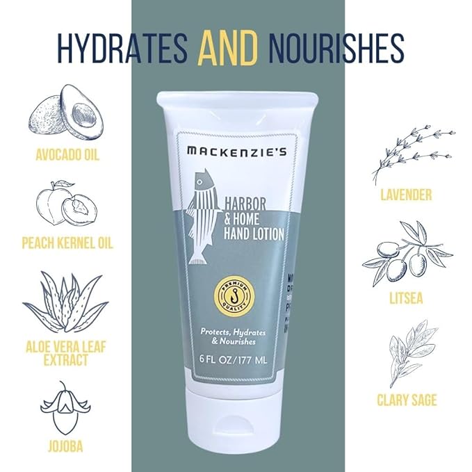 MACKENZIE'S Harbor & Home Lotion - Gifts for Fisherman - Gifts for Men - Gifts for Women - Natural Hand Lotion - Moisturizer- Coastal Gifts - 6 oz