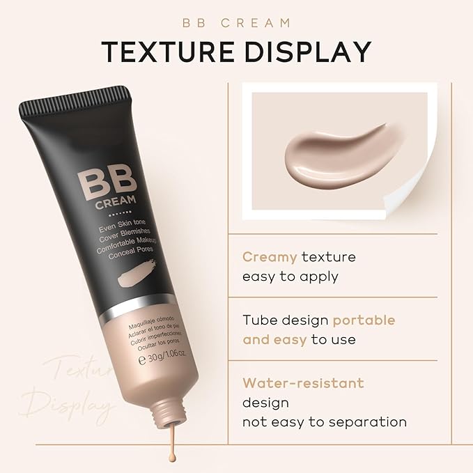 Hydrating BB Cream Tinted Moisturizer, 9Colors Full-Coverage Foundation & Concealer, Brighten Skin Tone & Cover Pores, Oil Control & Cover Flaws,Natural Finish for All Skin Types,210 Medium