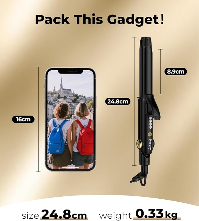Farery Curling Iron 1 Inch & Flat Iron, 2-in-1 Europe Compact Travel Size Curling Wand, Dual Voltage Mini Hair Straightener with 4 Adjustable Temp for Short Hair