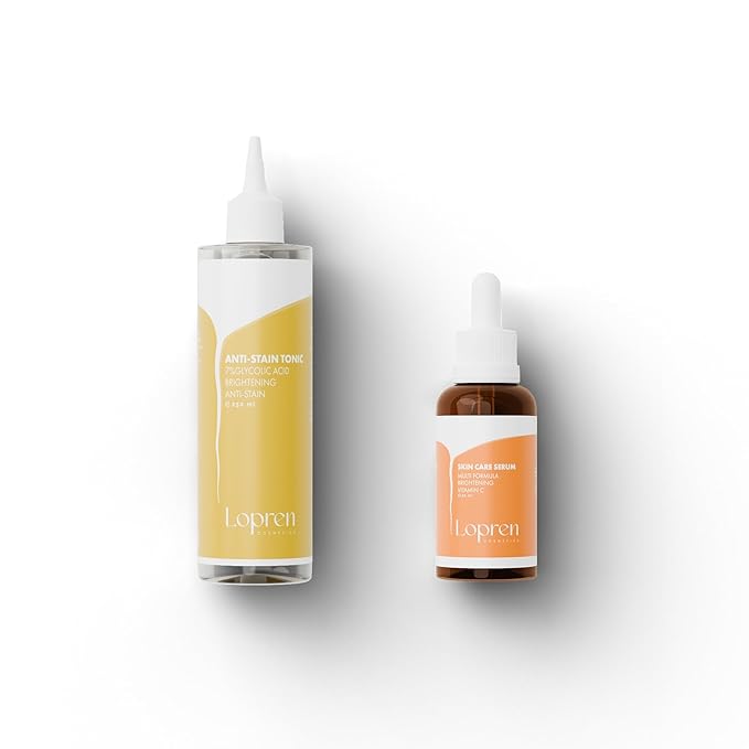 Glycolic Acid 7% & Vitamin C Brightening Duo Set, Exfoliating Toner & Hydrating Serum for Uneven Skin Tone, Dark Spots & Dullness, 8.4 Fl Oz & 1 Fl Oz